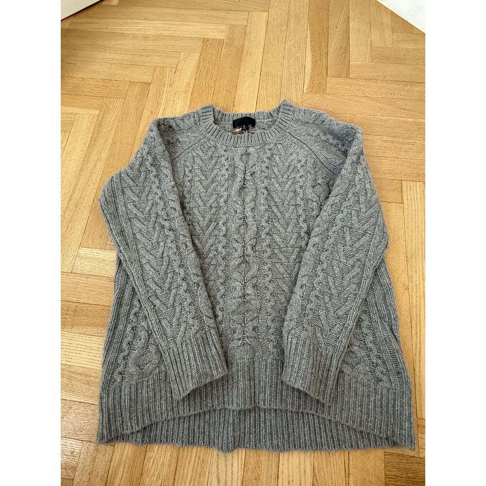NILI LOTAN - Grey Heavyweight 100% Cashmere Cable Crewneck - M